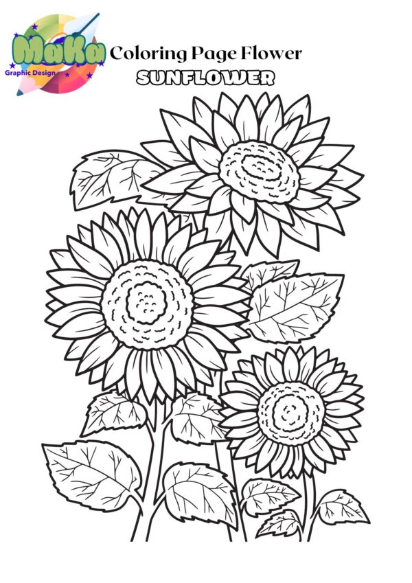 Black and White Outline Flower Coloring Pages