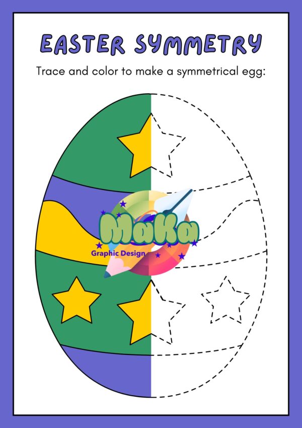 Easter Symmetry – Trace & Color Eggs