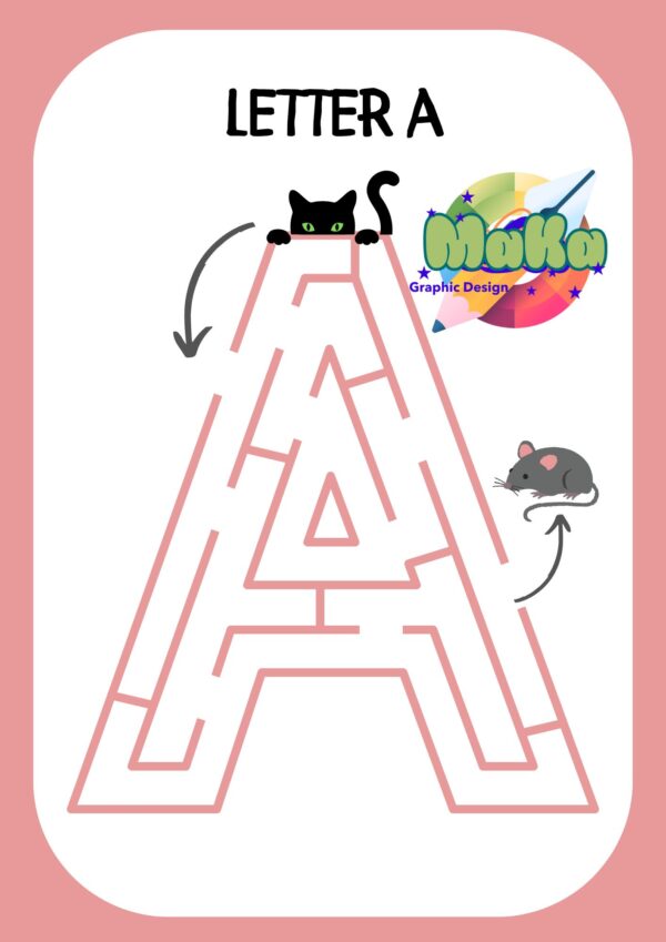 Colorful Alphabet Maze Worksheet